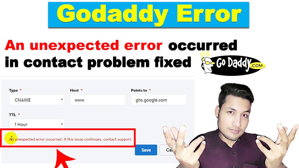 Problem solving Godaddy Error An unexpected error occurred in contact