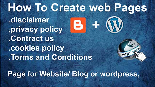 How to Create a page for blogger website Privacy Policy/Contact Us/Disclaimer/About us/cookies policy