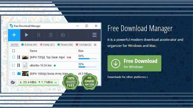 Free Download Manager (FDM), the alternative of IDM. windows 10 for mac free