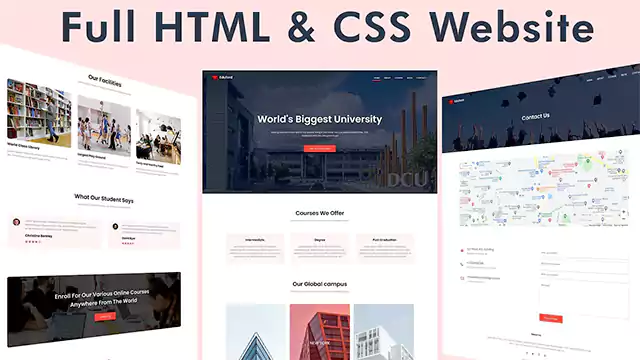 One Page Website HTML & CSS Code Full Responsive Website