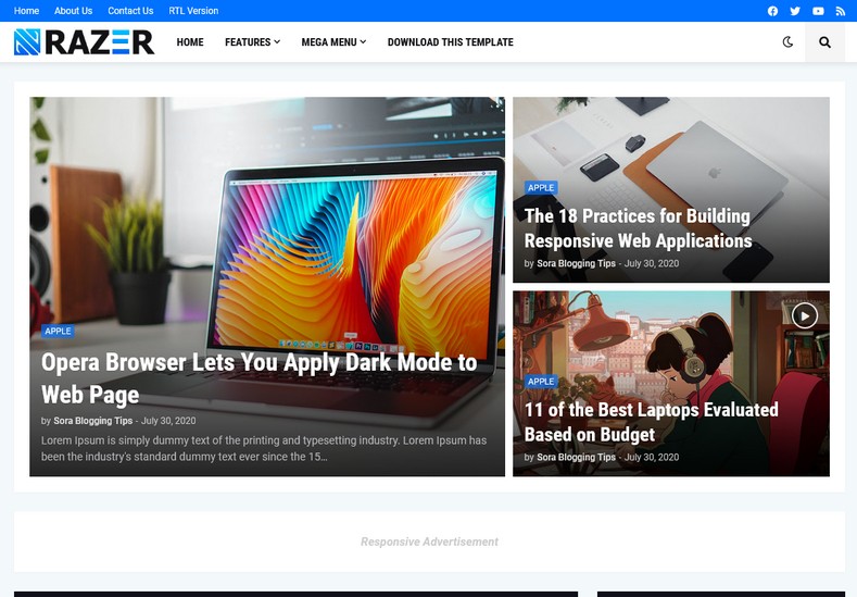 Razer Magazine Blogger Template Free Download